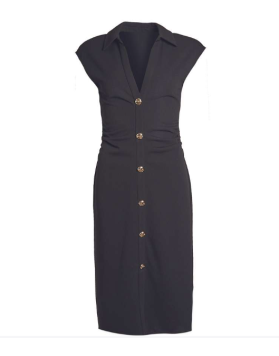Robe chemise midi noire à boutons bijoux femme Morgan