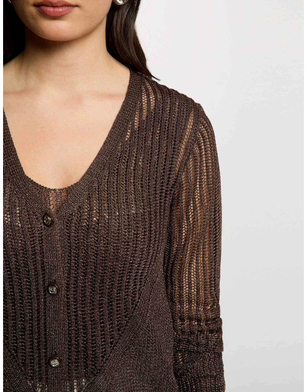Gilet maille femme Morgan marron