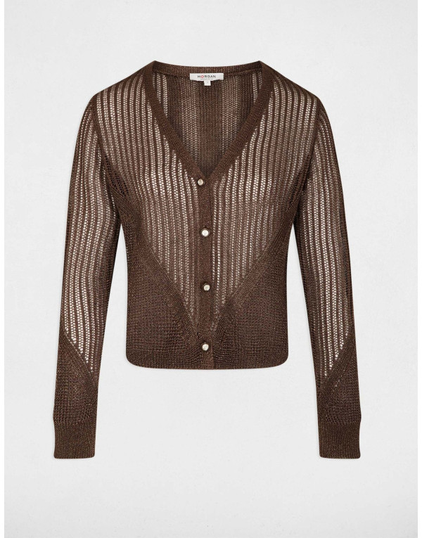 Gilet maille femme Morgan marron