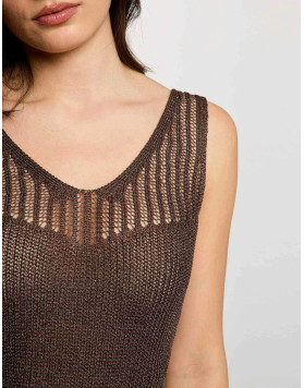 Débardeur ajusté col V marron foncé femme Morgan – MGATO