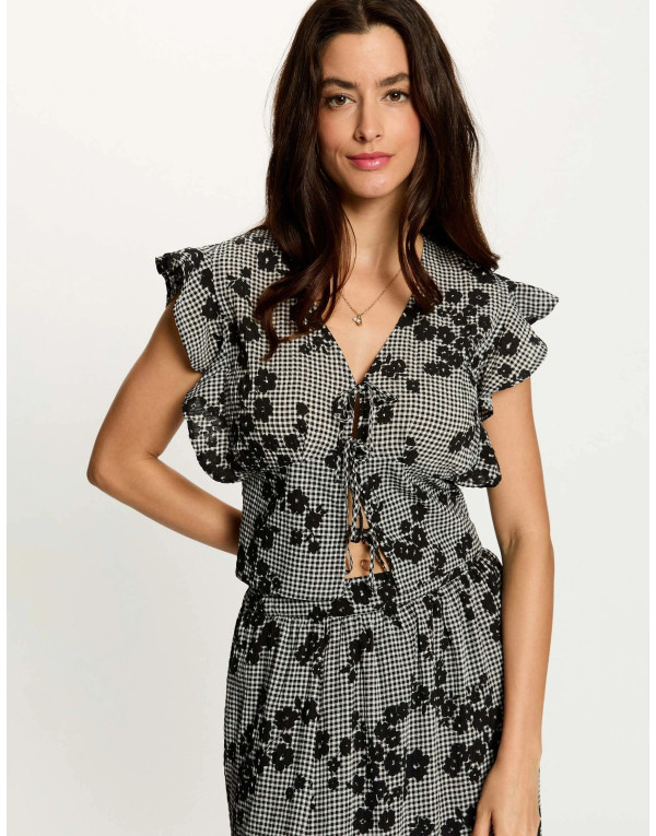 Chemise col V multicolore Morgan femme