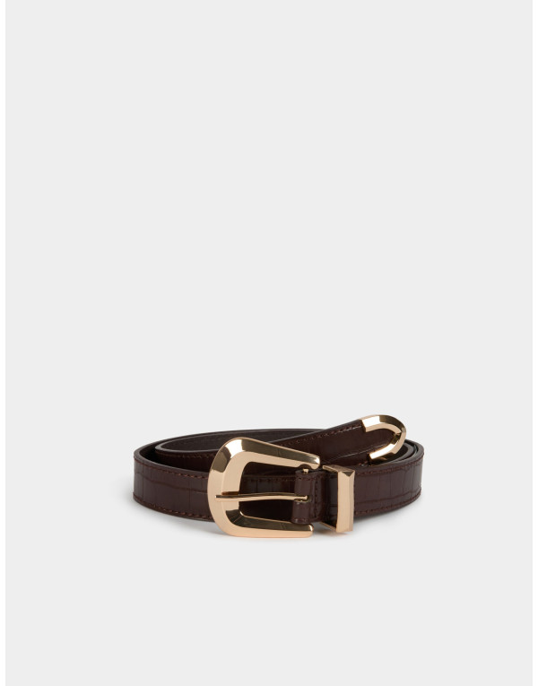 Ceinture femme effet croco Morgan couleur bordeaux