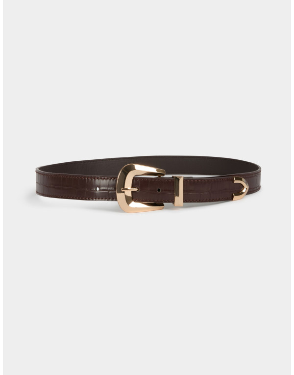 Ceinture femme effet croco Morgan couleur bordeaux