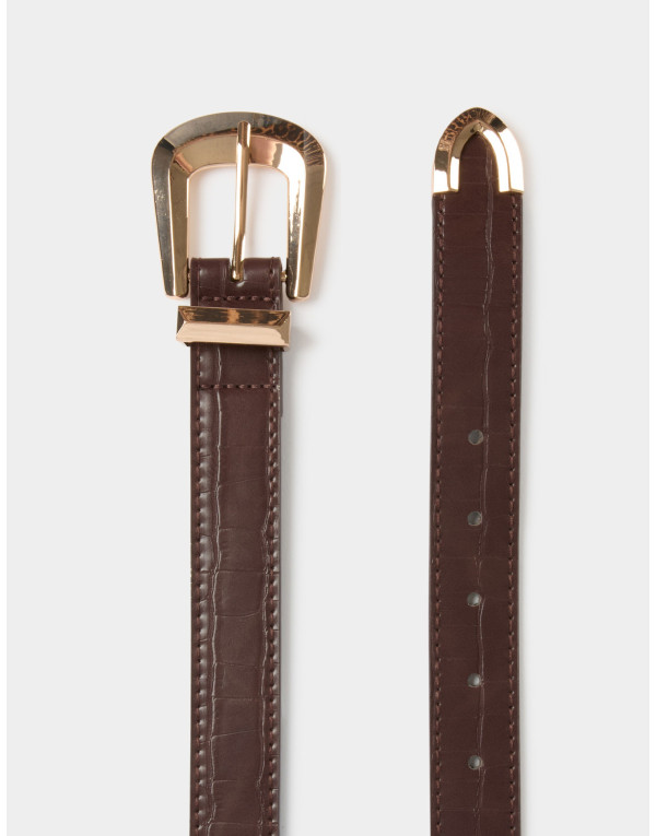 Ceinture femme effet croco Morgan couleur bordeaux