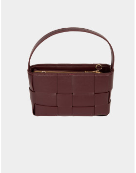 Sac bandoulière tressé en similicuir bordeaux femme Morgan – 2RUFUS