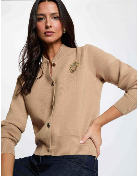 Gilet court brodé col teddy camel femme Morgan – MTEDDY