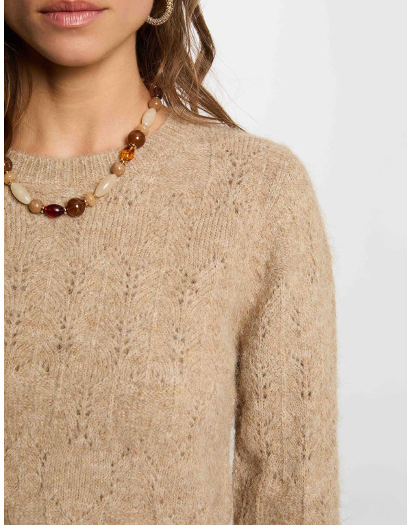 Pull manches longues beige Morgan femme