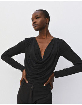 Blouse noire drapée femme Access Fashion