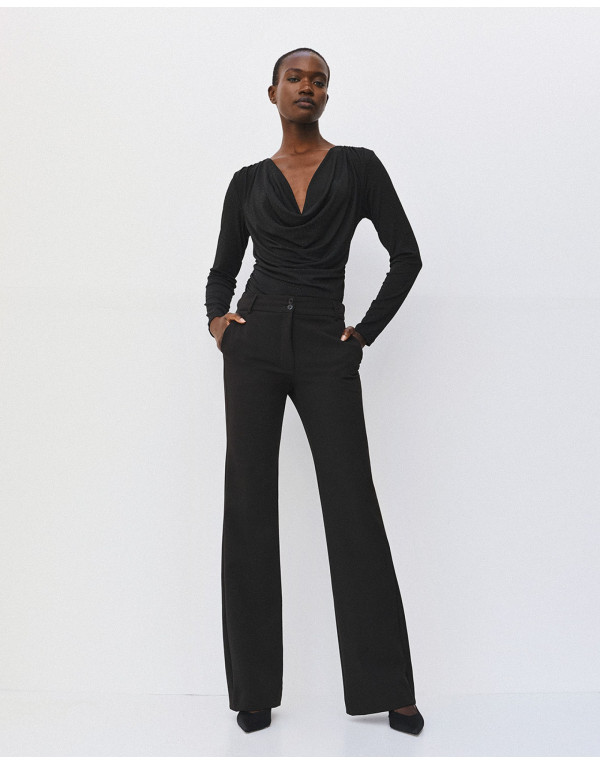 Blouse drapée noire Access Fashion vue de face