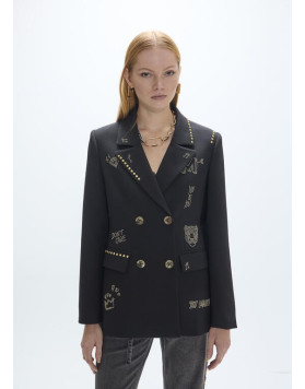 Veste blazer noire à clous et motifs femme Lola Casademunt