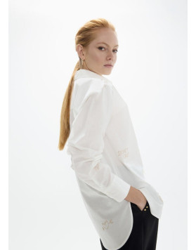 Chemise oversize blanche à clous dorés et motifs femme Lola Casademunt