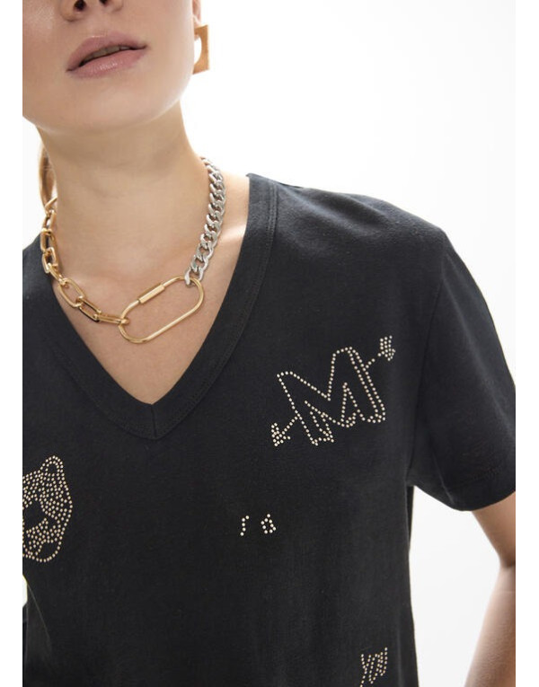 T-shirt noir col V Lola Casademunt femme