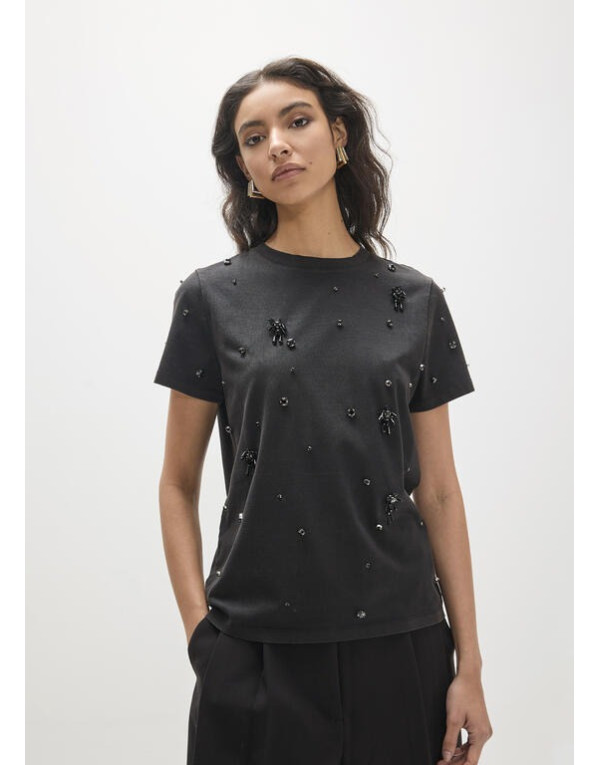 T-shirt noir à strass Lola Casademunt femme