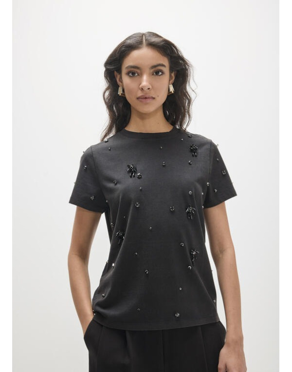 T-shirt noir col rond Lola Casademunt
