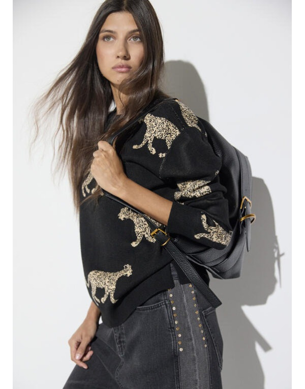 Pull col rond léopards Lola Casademunt femme