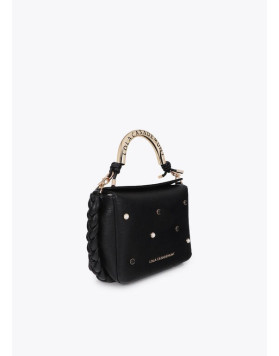 Sac bandoulière noir clouté avec poignée métal femme Lola Casademunt