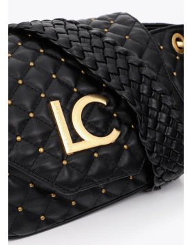 Sac banane matelassé noir à mini clous femme Lola Casademunt