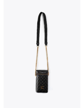 Pochette téléphone matelassée noire à mini clous femme Lola Casademunt