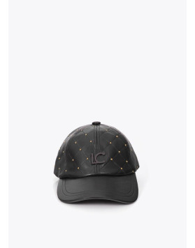 Casquette noire effet cuir matelassé à mini clous femme Lola Casademunt