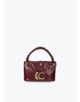 Petit sac bandoulière bordeaux à poignée tressée Lola Casademunt