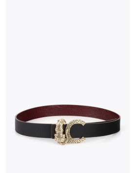 Ceinture réversible bordeaux et noire à boucle animale Lola Casademunt