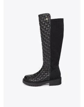 Bottes hautes noires matelassées à mini clous Lola Casademunt