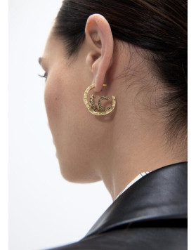 Boucles d’oreilles créoles dorées logo LC Lola Casademunt