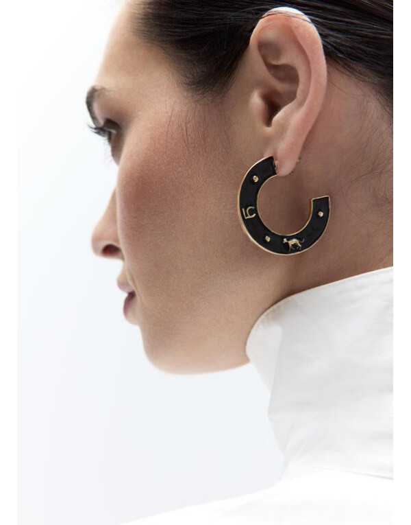 Boucles d'oreilles créoles noires Lola Casademunt femme