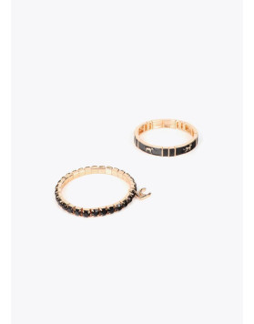Duo de bracelets élastiques noirs et dorés Lola Casademunt