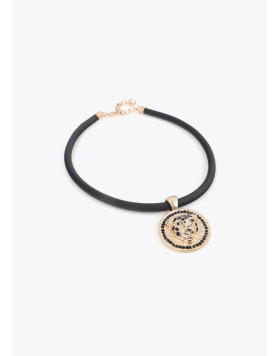 Collier court noir avec médaillon tête de léopard Lola Casademunt