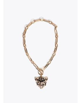 Collier chaîne dorée avec pendentif tête de léopard Lola Casademunt