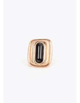 Bague Médaillon Acrylique Dorée et Noire Lola Casademunt