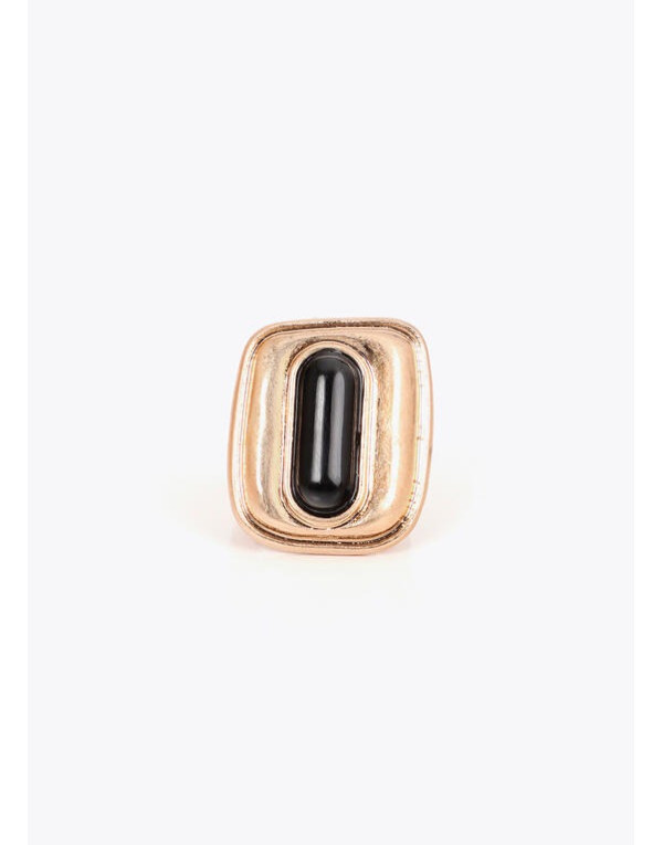 Bague Médaillon Acrylique Dorée et Noire Lola Casademunt