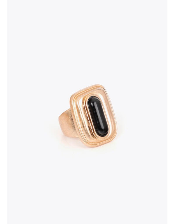 Bague Médaillon Acrylique Dorée et Noire Lola Casademunt
