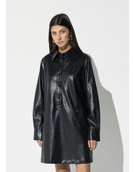 Robe chemise noire effet cuir Lola Casademunt