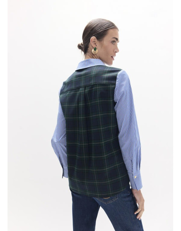 Chemise rayée bleu ciel et tartan Lola Casademunt femme