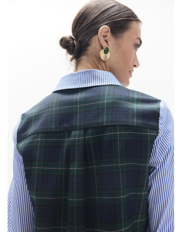 Chemise rayée bleu ciel et tartan Lola Casademunt femme
