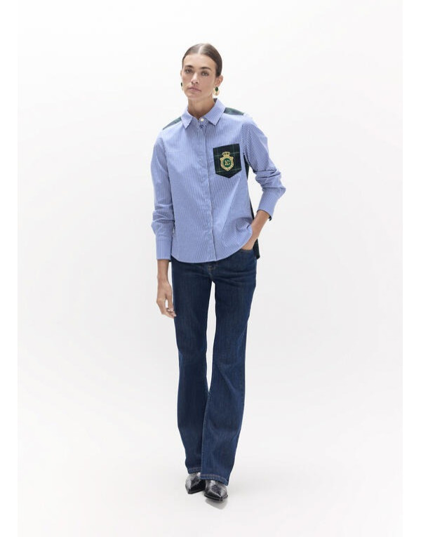 Chemise rayée bleu ciel et tartan Lola Casademunt femme