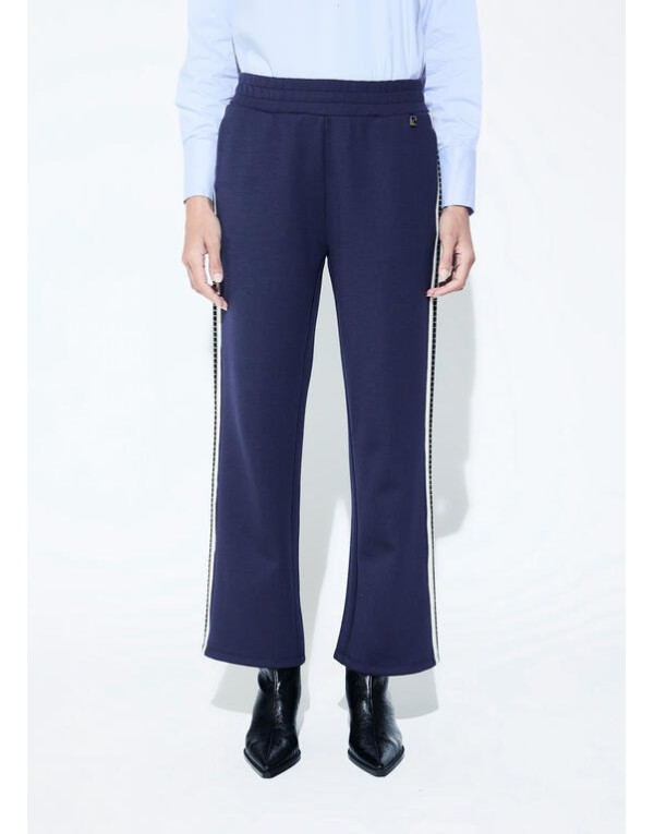 Pantalon jogger marine à bandes et strass Lola Casademunt femme