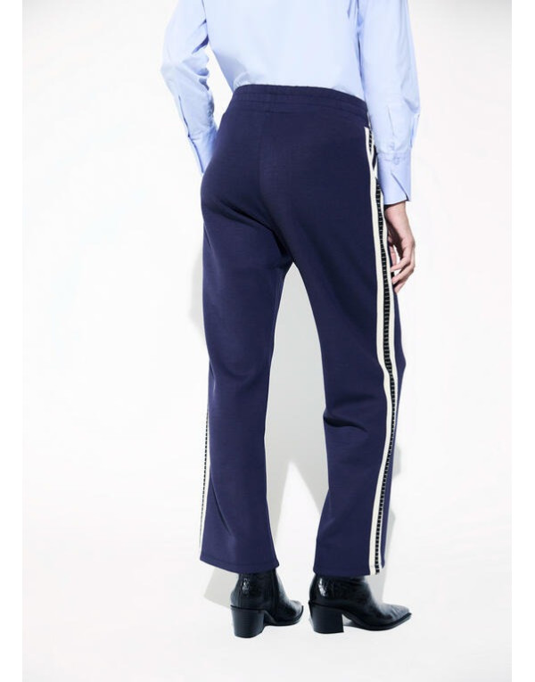Pantalon jogger marine à bandes et strass Lola Casademunt femme