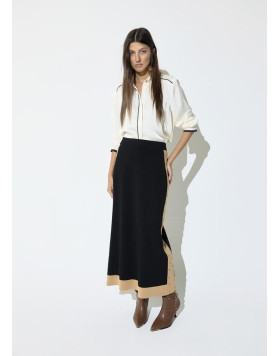 Jupe midi noire à contraste beige Lola Casademunt