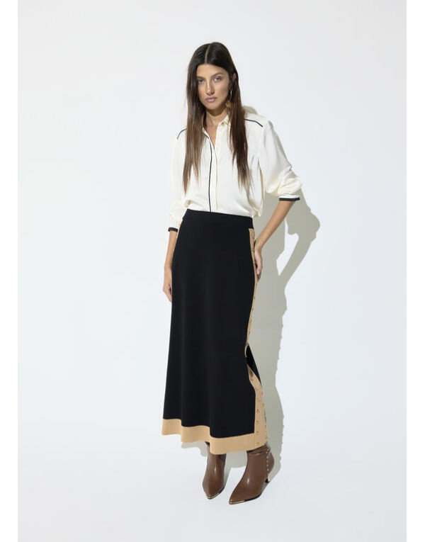 Jupe midi noire à contraste beige Lola Casademunt