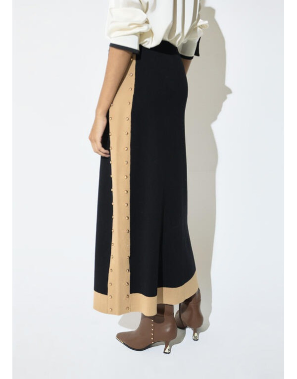 Jupe midi noire à contraste beige Lola Casademunt