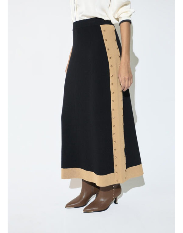 Jupe midi noire à contraste beige Lola Casademunt